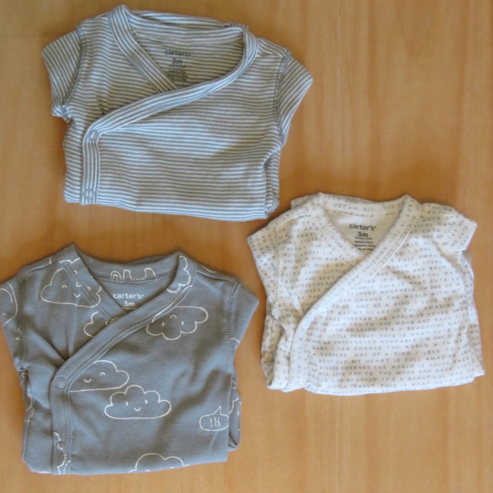 SET OF 3 - KIMONO BODY SUITS - 3 MOS. - UNISEX